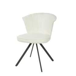 WoonStijl Eettafelstoel halfronde rug spring boucle wit - Set van 2 stoelen