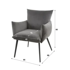 WoonStijl Eettafelstoel Lobby velvet zilverkleurig