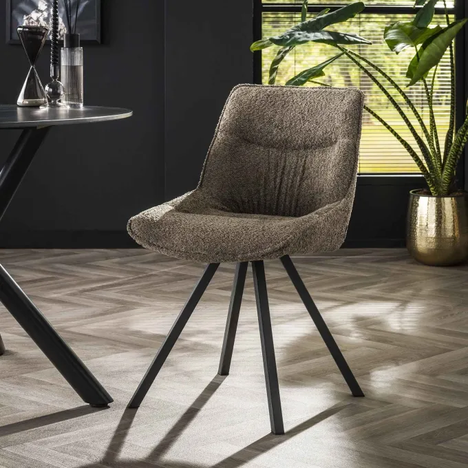 WoonStijl Eettafelstoel Plooi Boucle taupe