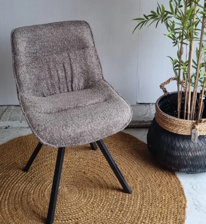 WoonStijl Eettafelstoel Plooi Boucle taupe