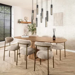 WoonStijl Eettafelstoel Round Cargo zand - frame bruin