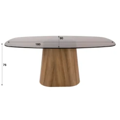 WoonStijl Eettafel Tinto Centro deens ovaal 180cm Brons glas