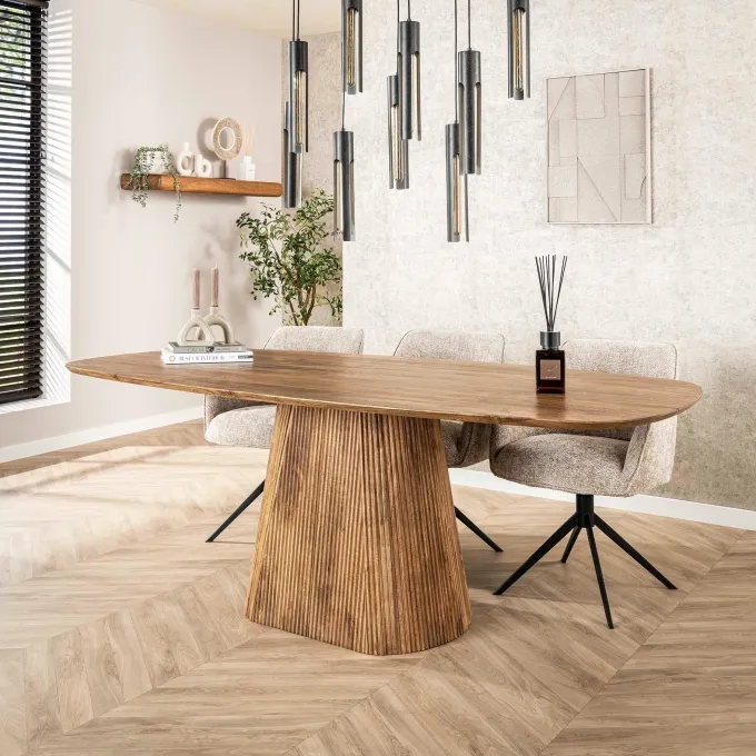 WoonStijl Eettafel Wave centrale poot 215 cm