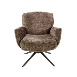 WoonStijl Fauteuil Forza draaibaar Hoven champagne - bruin onderstel