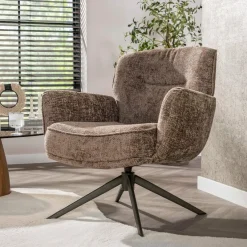 WoonStijl Fauteuil Forza draaibaar Hoven champagne - bruin onderstel