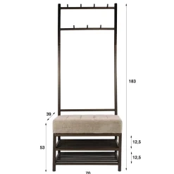 WoonStijl Garderobebank Luno 70cm Drift bruin