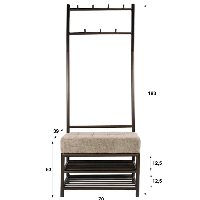 WoonStijl Garderobebank Luno 70cm Drift bruin