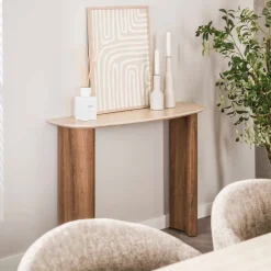 WoonStijl Hal-/Kaptafel Romano Curvo Keramiek Travertin – Stijlvol Design