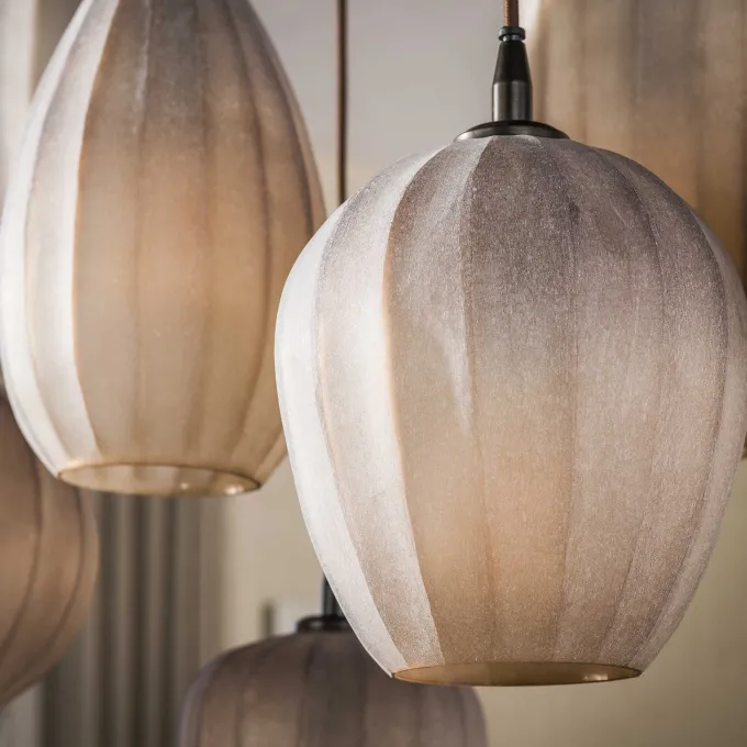 WoonStijl Hanglamp Altura 4+3-lichts Sienna bruin-frosted