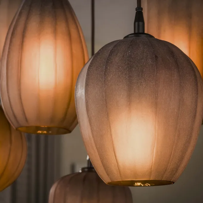 WoonStijl Hanglamp Altura 4+3-lichts Sienna bruin-frosted