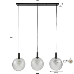 WoonStijl Hanglamp Bubble Frosted 3-lichts grijs