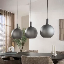 WoonStijl Hanglamp Bubble Frosted 3-lichts grijs