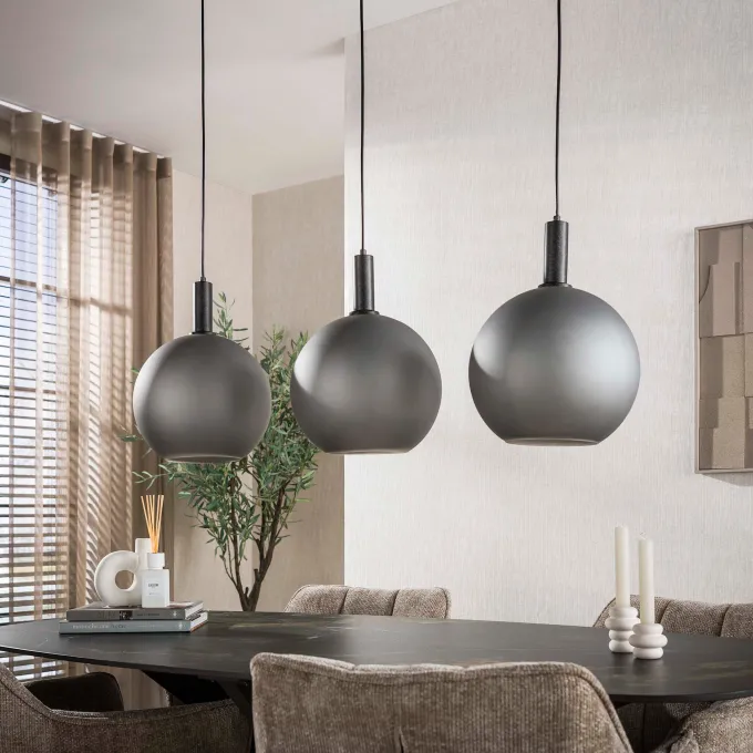 WoonStijl Hanglamp Bubble Frosted 3-lichts grijs