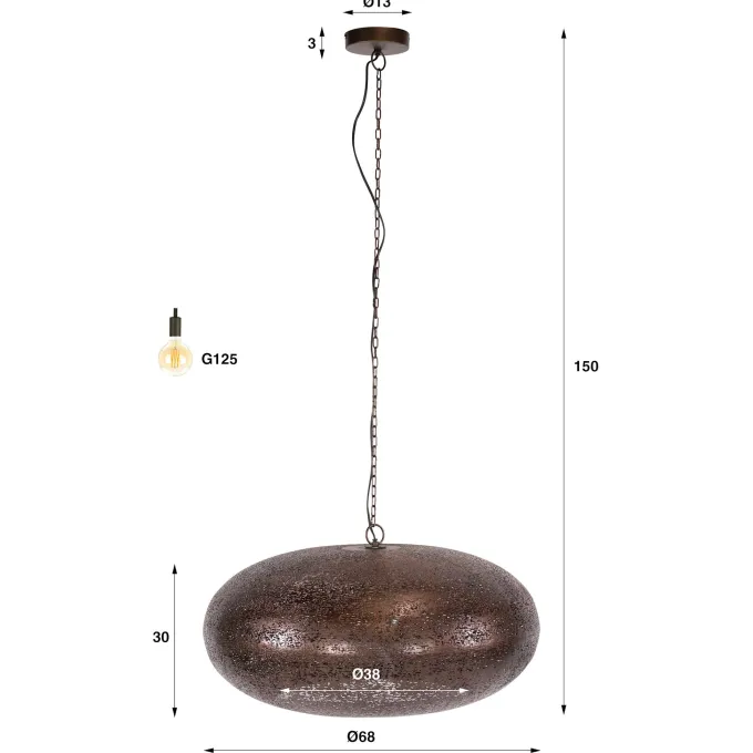 WoonStijl Hanglamp Cielo Ø68cm Antiek koper