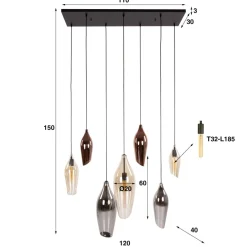 WoonStijl Hanglamp 4+3 cocoon mix glass