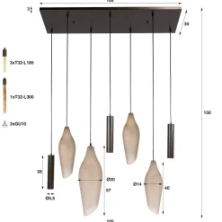 WoonStijl Hanglamp Cocoon pendel 4+3-lichts Sienna bruin-frosted