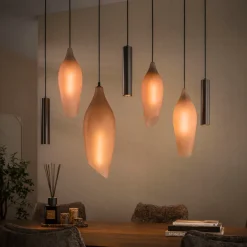WoonStijl Hanglamp Cocoon pendel 4+3-lichts Sienna bruin-frosted