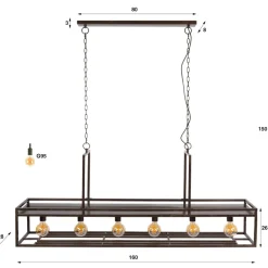 WoonStijl Hanglamp Decorate 6-lichts urban bruin