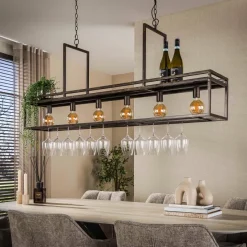 WoonStijl Hanglamp Decorate 6-lichts urban bruin