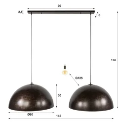 WoonStijl Hanglamp Dome 2-lichts Ø60cm Urban Bruin