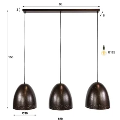 WoonStijl Hanglamp kosmos 3 lichts Urban bruin