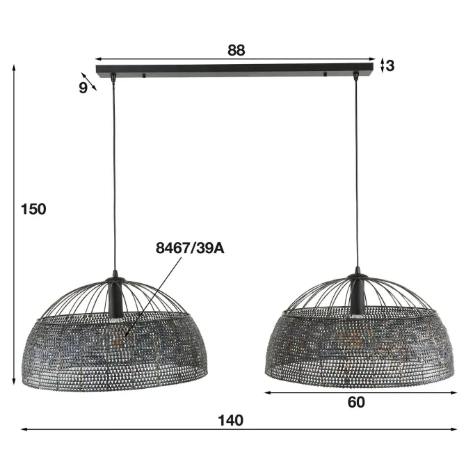 WoonStijl Hanglamp 2L armor Ø60