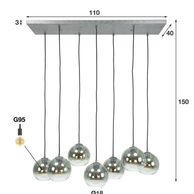 WoonStijl Hanglamp 4+3L bubble shaded