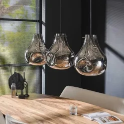 WoonStijl Hanglamp 3L dent glass