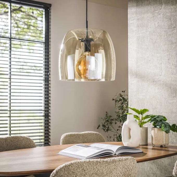 WoonStijl Hanglamp 1L drift glass Amber