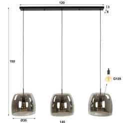 WoonStijl Hanglamp 3L drift glass