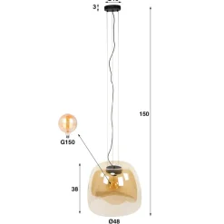 WoonStijl Hanglamp 1L drift XL glass Koper