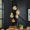 WoonStijl Hanglamp 5L getrapt mix amberkleurig glas