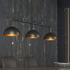 WoonStijl Hanglamp 3L Halfronde Kap-Industrial Tube