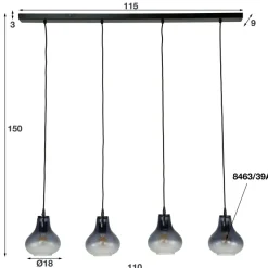 WoonStijl Hanglamp 4L kegel glass