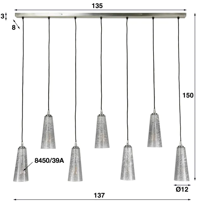 WoonStijl Hanglamp 7L kegel stone