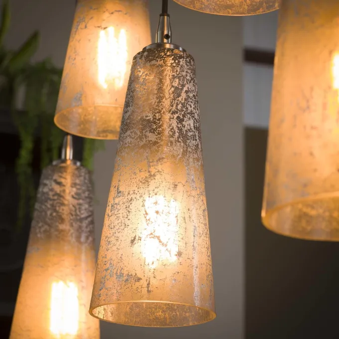 WoonStijl Hanglamp 7L kegel stone
