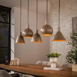 WoonStijl Hanglamp 5L Metallo mix Beige