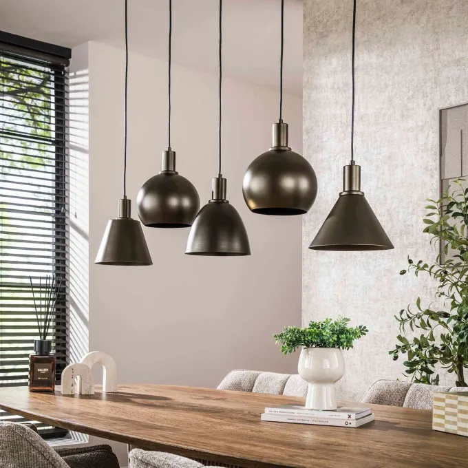 WoonStijl Hanglamp 5L Metallo mix Sienna bruin