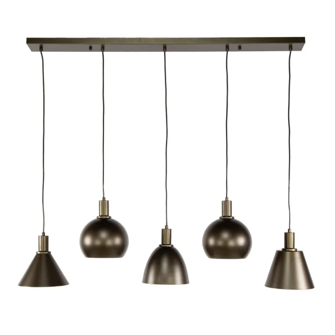 WoonStijl Hanglamp 5L Metallo mix Sienna bruin