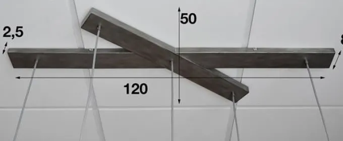 WoonStijl Hanglamp 5L met crossbar en old silvery mirror inside. / Old silvery finish