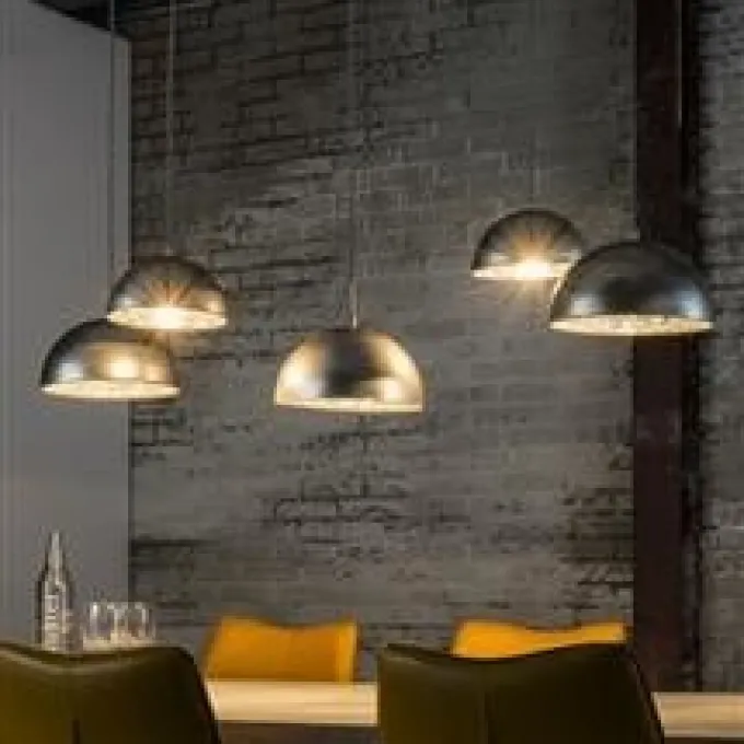 WoonStijl Hanglamp 5L met crossbar en old silvery mirror inside. / Old silvery finish