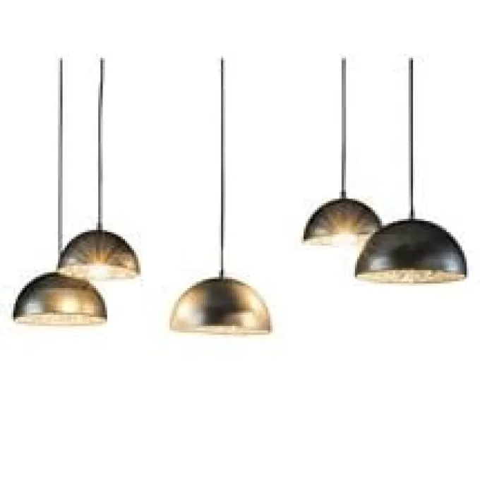 WoonStijl Hanglamp 5L met crossbar en old silvery mirror inside. / Old silvery finish