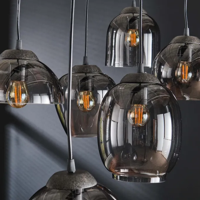 WoonStijl Hanglamp 4+3L mix chromed glas