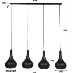 WoonStijl Hanglamp 4L Punch Kegel zwart-bruin