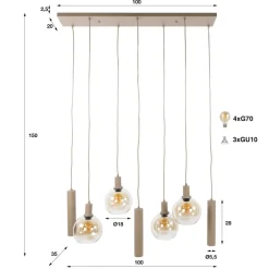 WoonStijl Hanglamp 4+3L Sfera beige