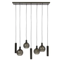 WoonStijl Hanglamp 4+3L Sfera tricolore Sienna bruin frosted
