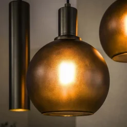 WoonStijl Hanglamp 4+3L Sfera tricolore Sienna bruin frosted