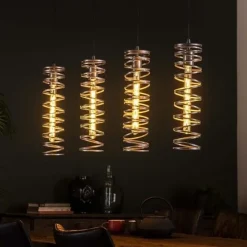 WoonStijl Hanglamp 4L spiral / Burned zilverkleurig
