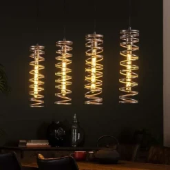 WoonStijl Hanglamp 4L spiral / Burned zilverkleurig