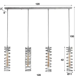 WoonStijl Hanglamp 4L spiral / Burned zilverkleurig